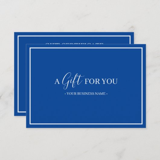 Maßgeschneidertes Geschenkzertifikat für tiefe bla (Vorne/Hinten)