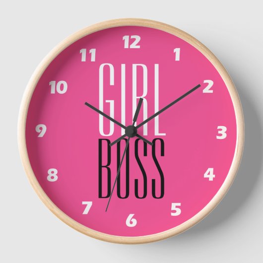 Maßgeschneidertes Girl Boss White Black Hot Pink 1 Uhr (Vorderseite)