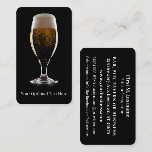 Maßgeschneidertes Glas Bier Visitenkarte (Vorne/Hinten)