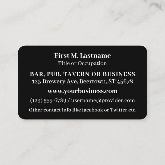 Maßgeschneidertes Glas Bier Visitenkarte (Rückseite)