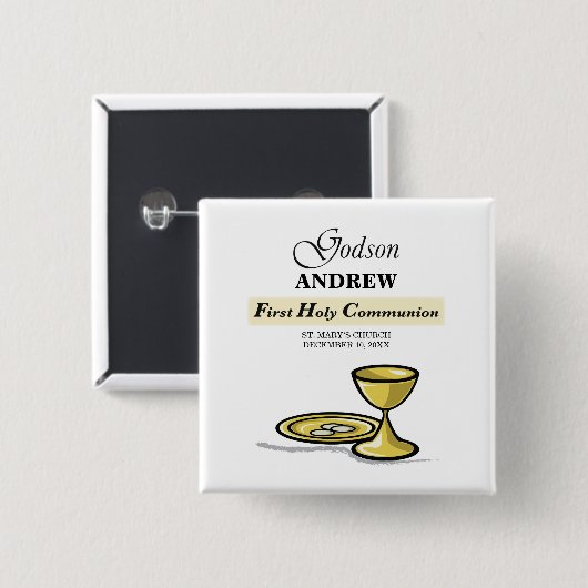 Maßgeschneidertes, Godson First Communion Chalice Button (Vorne & Hinten)