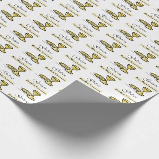 Maßgeschneidertes, Godson First Communion Chalice Geschenkpapier (Ecke)