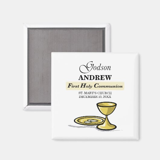 Maßgeschneidertes, Godson First Communion Chalice Magnet (Vorderseite/Rückseite)