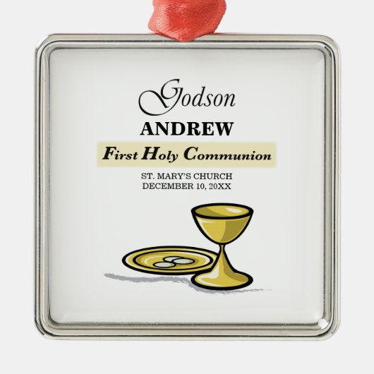 Maßgeschneidertes, Godson First Communion Chalice Ornament Aus Metall (Vorne)