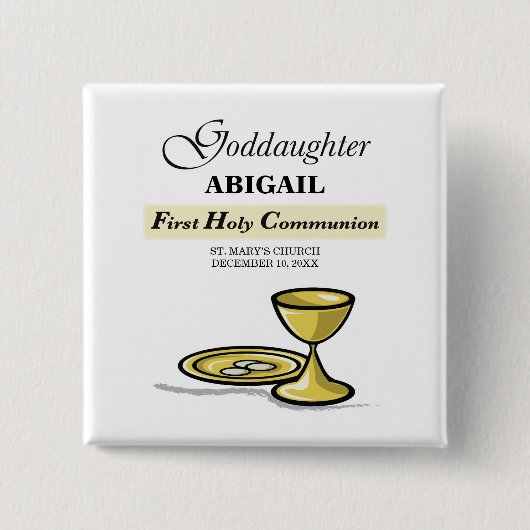 Maßgeschneidertes, Godtochter First Communityskhal Button (Vorderseite)