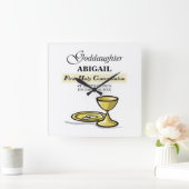 Maßgeschneidertes, Godtochter First Communityskhal Quadratische Wanduhr (Zuhause)