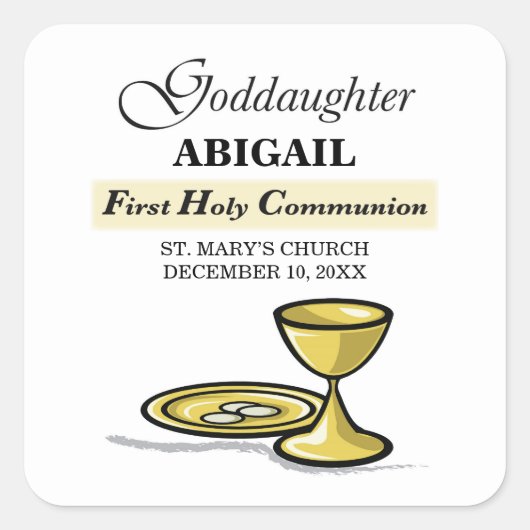 Maßgeschneidertes, Godtochter First Communityskhal Quadratischer Aufkleber (Vorderseite)