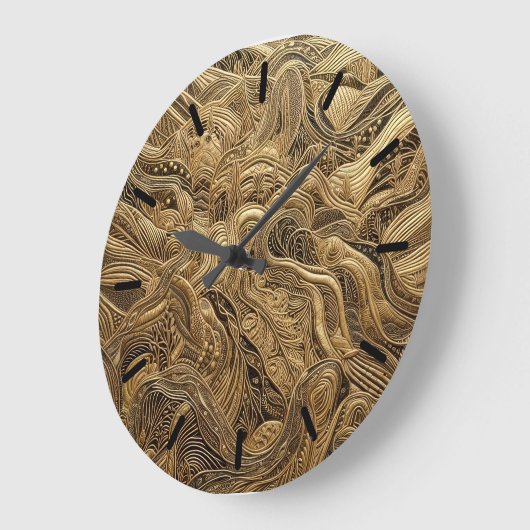 Maßgeschneidertes Gold Abstraktes Design mit Bilde Große Wanduhr (Winkel)