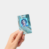 Maßgeschneidertes Gold Aquamarin Blue MARBLE Name  Ausweis (Handheld)