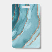 Maßgeschneidertes Gold Aquamarin Blue MARBLE Name  Ausweis (Rückseite)