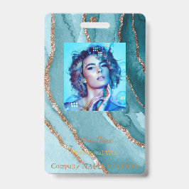 Maßgeschneidertes Gold Aquamarin Blue MARBLE Name  Ausweis