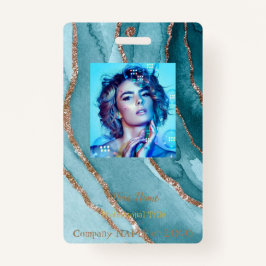 Maßgeschneidertes Gold Aquamarin Blue MARBLE Name  Ausweis