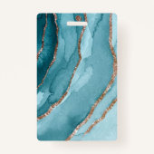 Maßgeschneidertes Gold Aquamarin Blue MARBLE Name  Ausweis (Rückseite)