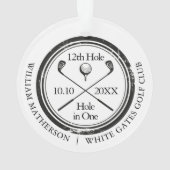 Maßgeschneidertes Golf-Loch in einem Retro-Schwarz Ornament (Rückseite)