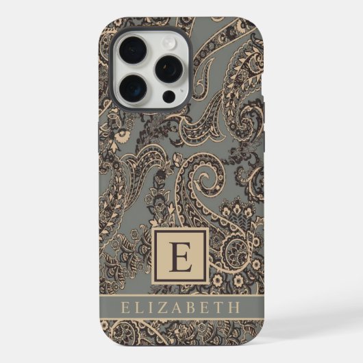 Maßgeschneidertes, grau-schwarz-pfirsichfarbenes P iPhone Hülle (Rückseite)