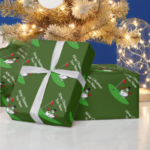 Maßgeschneidertes grünes Weihnachtspapier für Golf Geschenkpapier