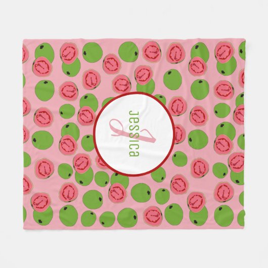 Maßgeschneidertes Guava-Fruchtmuster Fleecedecke (Vorderseite (Horizontal))