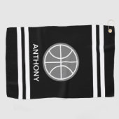 Maßgeschneidertes Handtuch mit Namen und Basketbal (Horizontal)