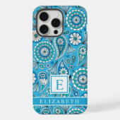 Maßgeschneidertes, helles blaues Paisley iPhone Hülle (Rückseite)