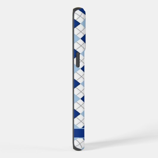 Maßgeschneidertes, hellweißes dunkelblaues Raute-M iPhone Hülle (Rechte Seite)