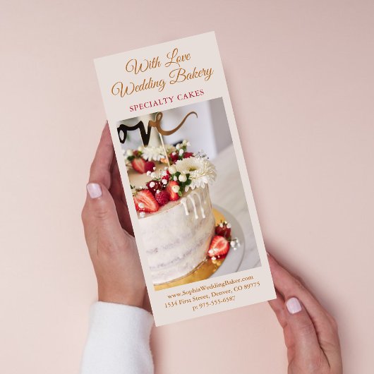 Maßgeschneidertes Hochzeitstorte Marketing Werbekarte