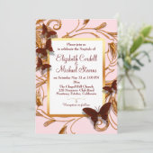 Maßgeschneidertes Hochzeitsvergoldung für pinkfarb Einladung (Stehend Vorderseite)