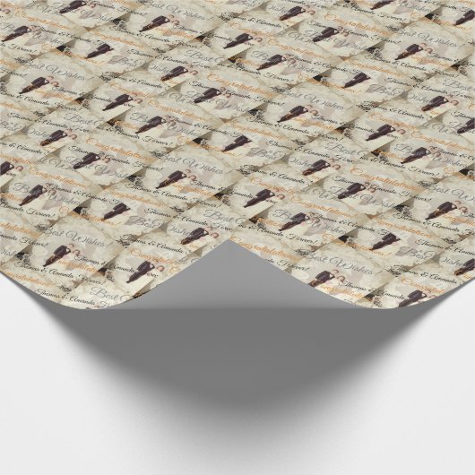 Maßgeschneidertes Hochzeitszettel Geschenkpapier (Ecke)