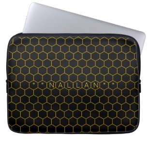 Maßgeschneidertes Honeycomb Muster Schwarz Dunkler Laptopschutzhülle