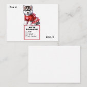 Maßgeschneidertes Husky-Welpenvalentine Mitteilungskarte (Vorne/Hinten)