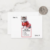 Maßgeschneidertes Husky-Welpenvalentine Mitteilungskarte (Vorderseite/Rückseite Beispiel)
