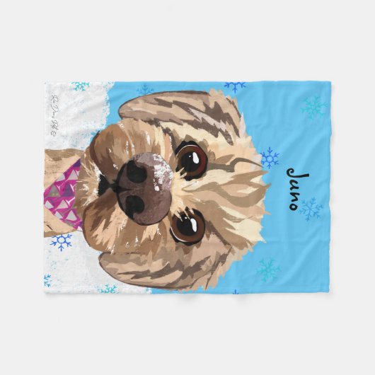 Maßgeschneidertes "Juno" Goldendoodle Foto Blanket Fleecedecke (Vorderseite (Horizontal))