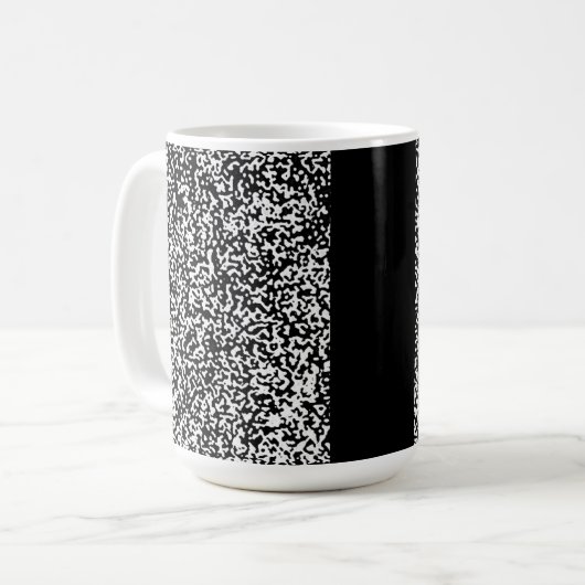 Maßgeschneidertes Kompositionsbuch Schwarz/Weiß-Sc Kaffeetasse (Vorderseite Links)