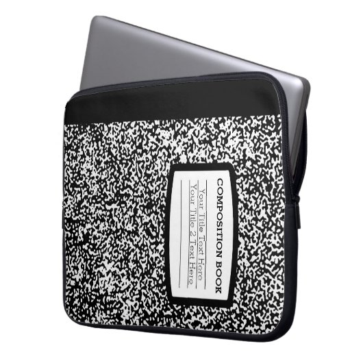 Maßgeschneidertes Kompositionsbuch Schwarz/Weiß-Sc Laptopschutzhülle (Vorderseite Links)