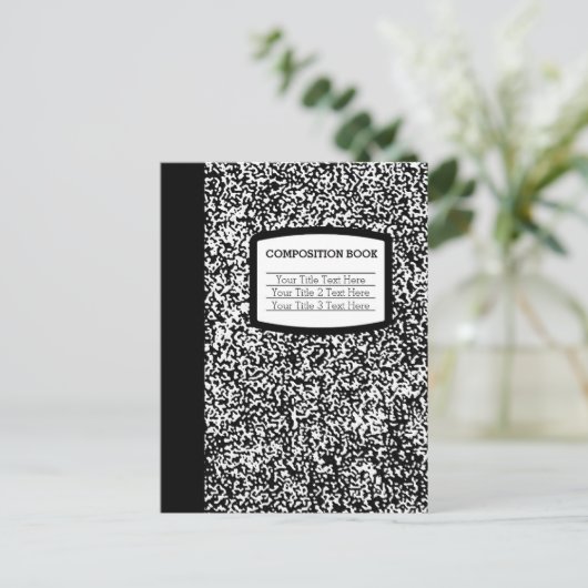 Maßgeschneidertes Kompositionsbuch Schwarz/Weiß-Sc Postkarte (Stehend Vorderseite)