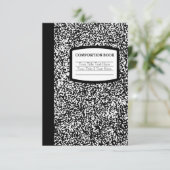 Maßgeschneidertes Kompositionsbuch Schwarz/Weiß-Sc RSVP Karte (Stehend Vorderseite)