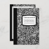 Maßgeschneidertes Kompositionsbuch Schwarz/Weiß-Sc RSVP Karte (Vorne/Hinten)