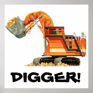 Maßgeschneidertes Konstruktionskids Orange Digger Poster