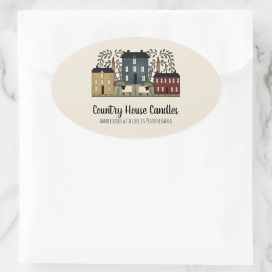 Maßgeschneidertes Landhaus Ovaler Aufkleber (Tasche)