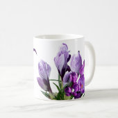 Maßgeschneidertes lila Blumennadel-Monogramm Kaffeetasse (VorderseiteRechts)
