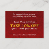 Maßgeschneidertes Luxusgeschäft Rabattkarte (Rückseite)