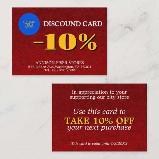 Maßgeschneidertes Luxusgeschäft Rabattkarte (Vorne/Hinten)