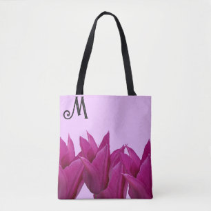 Maßgeschneidertes M Monogramm hübsch rosa Blumenge Tasche