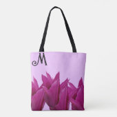 Maßgeschneidertes M Monogramm hübsch rosa Blumenge Tasche (Rückseite)