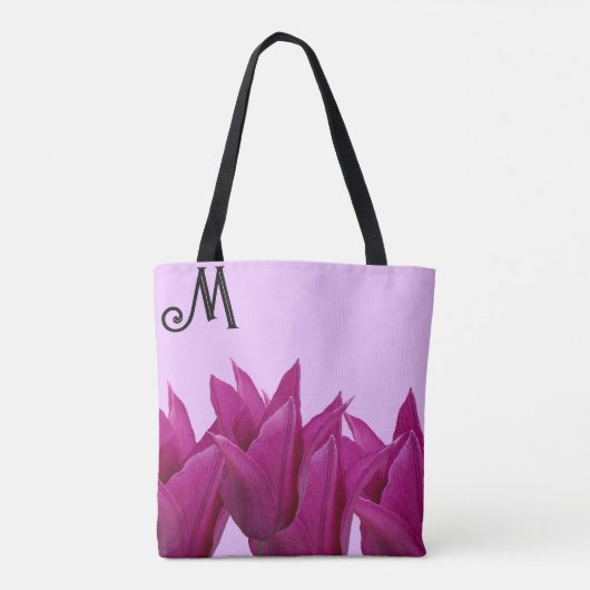 Maßgeschneidertes M Monogramm hübsch rosa Blumenge Tasche (Rückseite)