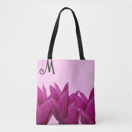 Maßgeschneidertes M Monogramm hübsch rosa Blumenge Tasche