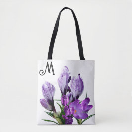 Maßgeschneidertes M Monogramm hübsches lila Blumen Tasche