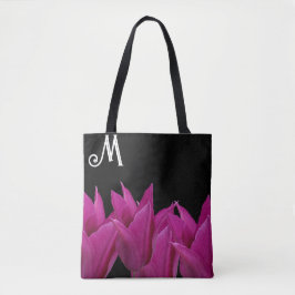 Maßgeschneidertes M monogramm rosa florales Boho Tasche