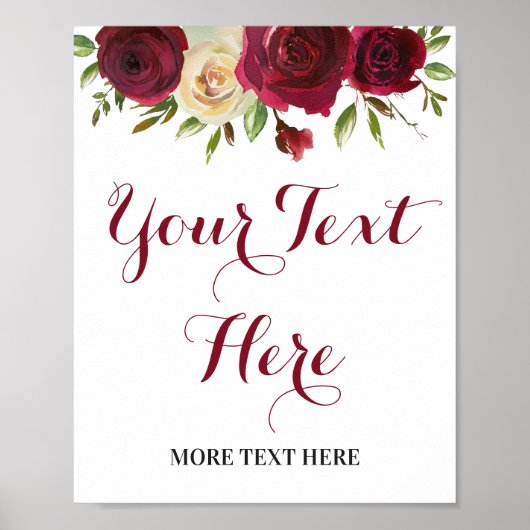 Maßgeschneidertes marsala Burgund Wine Red Sign De Poster (Vorne)