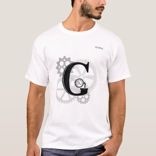 Maßgeschneidertes Mechanisches Monogramm. Ursprüng T-Shirt (Vorderseite)