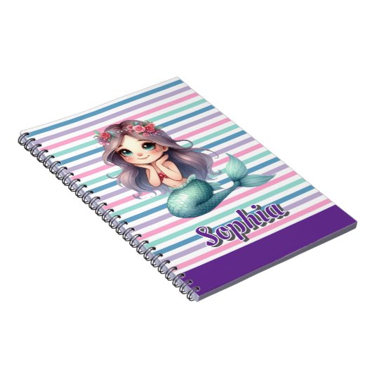Maßgeschneidertes Mermaid-Streifenmuster Notizblock (Rechte Seite)